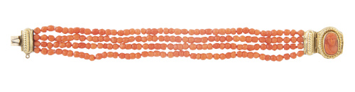 Pulsera francesa S. XIX con cuatro hilos de cuentas facetad