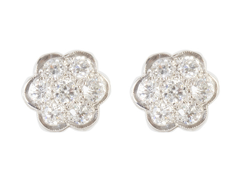 Pendientes flor con rosetón de brillantes y contorno lobula