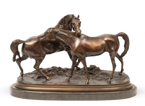 Atribuido a Pierre Jules Mêne (1810-1879).Grupo escultóri