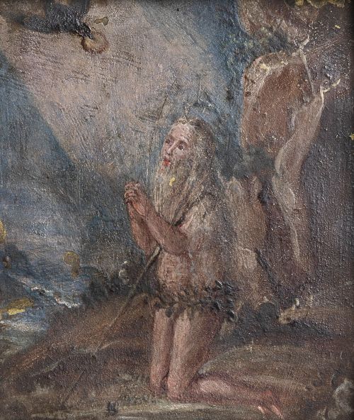 ESCUELA MADRILEÑA, SIGLO XVIISan Onofre (anverso) y Santa