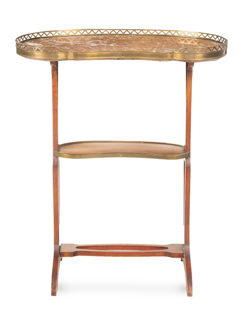 Mesita auxiliar de riñón de estilo Luis XVI de madera con t