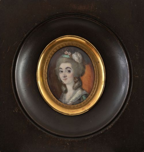ESCUELA ESPAÑOLA, H. 1800Retrato de dama con tocado de fl