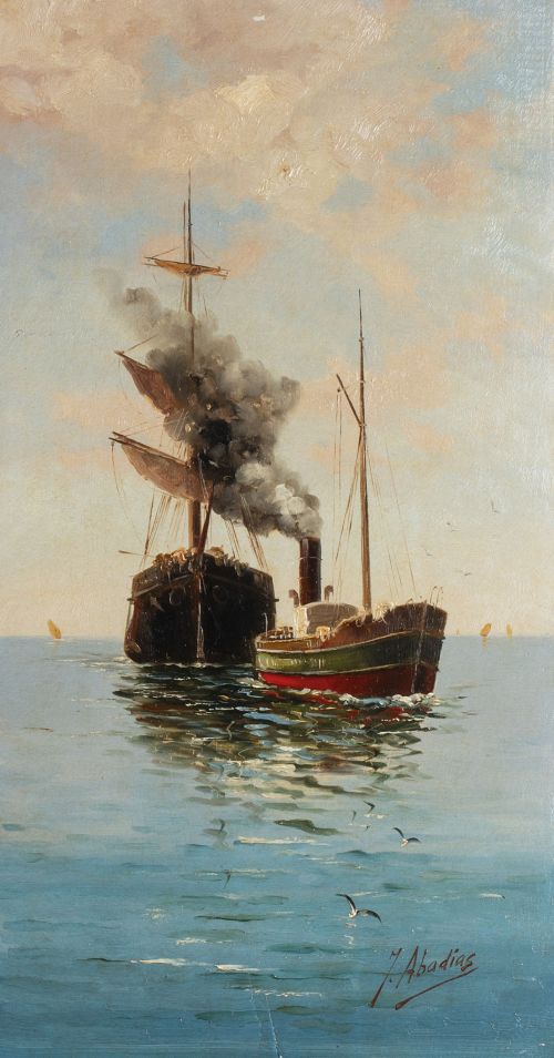 JULIO ABADÍAS (Escuela española, siglo XIX)Pareja de vist