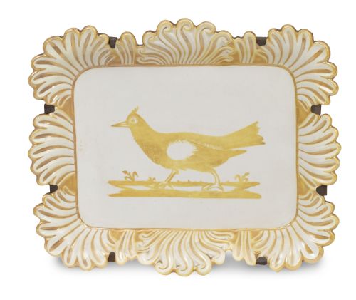 Bandeja de cerámica esmaltada con pájaro en el asiento.Al