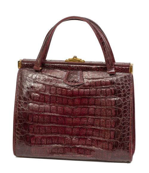 Bolso vintage de piel de cocodrilo de color granate