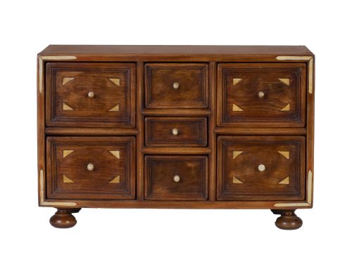 Papelera de madera de nogal con incrustaciones de hueso.E