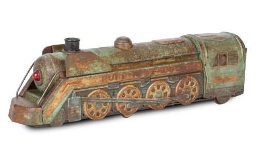 Locomotora de juguete de metal pintado.Principios del S. 