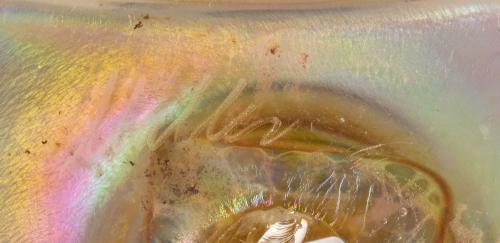 Múller.Jarrón de vidrio doblado modernista, con decoració