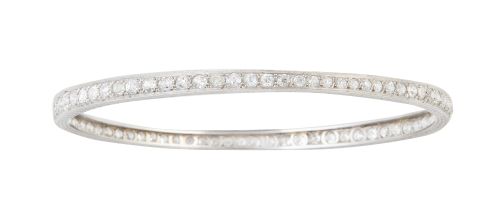 Pulsera rígida Art-Decó de brillantes talla antigua engasta