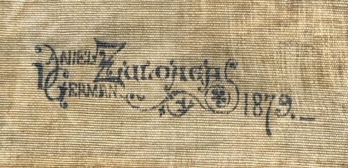 Tapiz con escena mitológica pintada sobre tela. Firmado y f