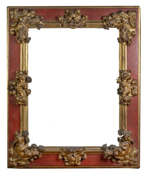 Marco barroco Felipe V de madera policromada y dorada.Esp