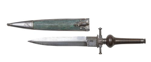 Bayoneta de taco de metal con mango de asta y funda de galu