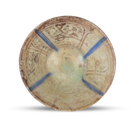 Cuenco de cerámica esmaltada de reflejo metálico.Irán.