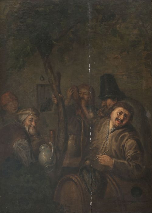 SEGÚN JAN STEEN (1626-1679)Bebedores y fumadores sobre un