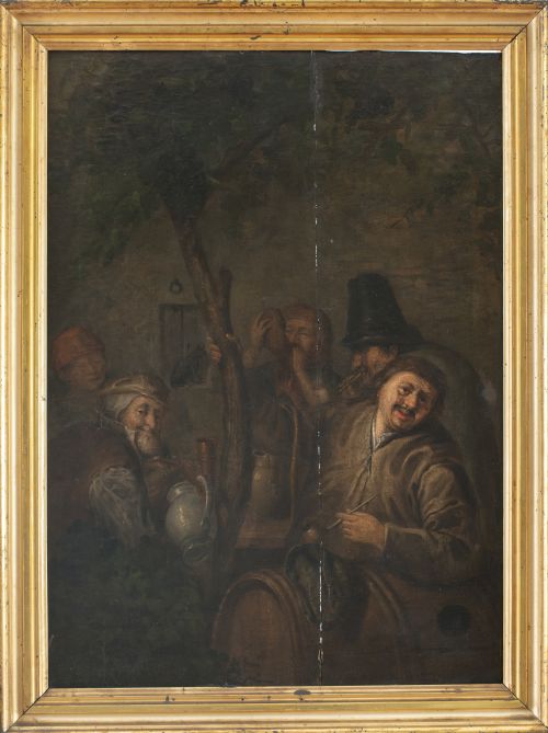 SEGÚN JAN STEEN (1626-1679)Bebedores y fumadores sobre un