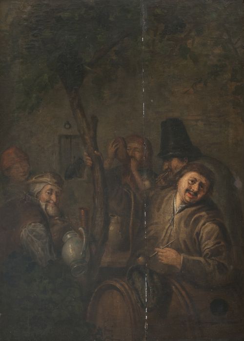 SEGÚN JAN STEEN (1626-1679)Bebedores y fumadores sobre un