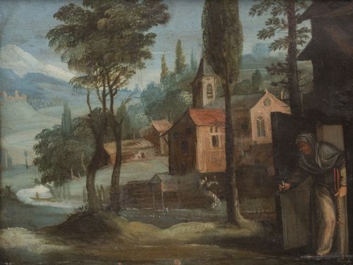 ESCUELA FLAMENCA, H. 1700Santo ermitaño, San Ciomus?, sob