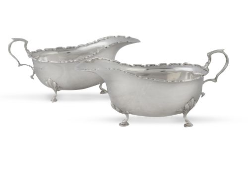 Pareja de salseras de plata. Con marcas.Birmingham, Ingla