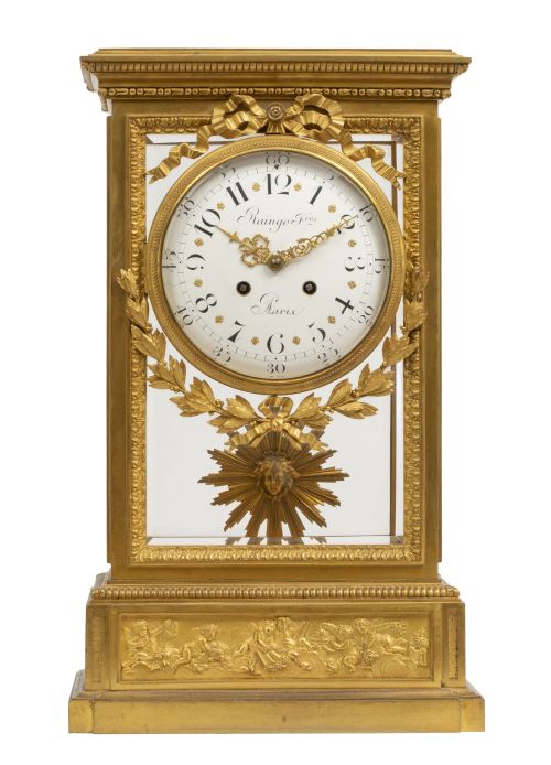 "Raingo Freres Paris".Reloj Napoleón III de bronce dorado