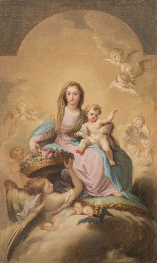 ESCUELA ESPAÑOLA, FF. SIGLO XVIIIVirgen del Rosario lleva