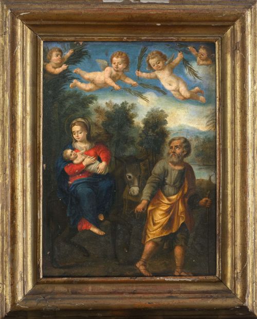 ESCUELA ITALIANA, SIGLO XVIIHuida a Egipto sobre un paisa