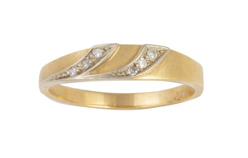 Sortija de oro mate con dos ondas de brillantes