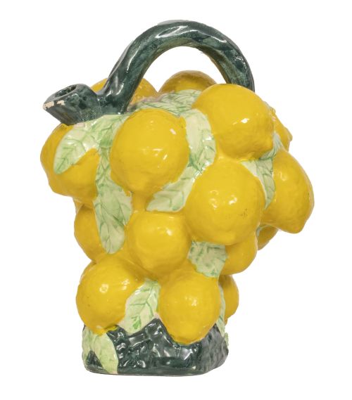 Jarro de engaño de cerámica esmaltada con limones.Princip