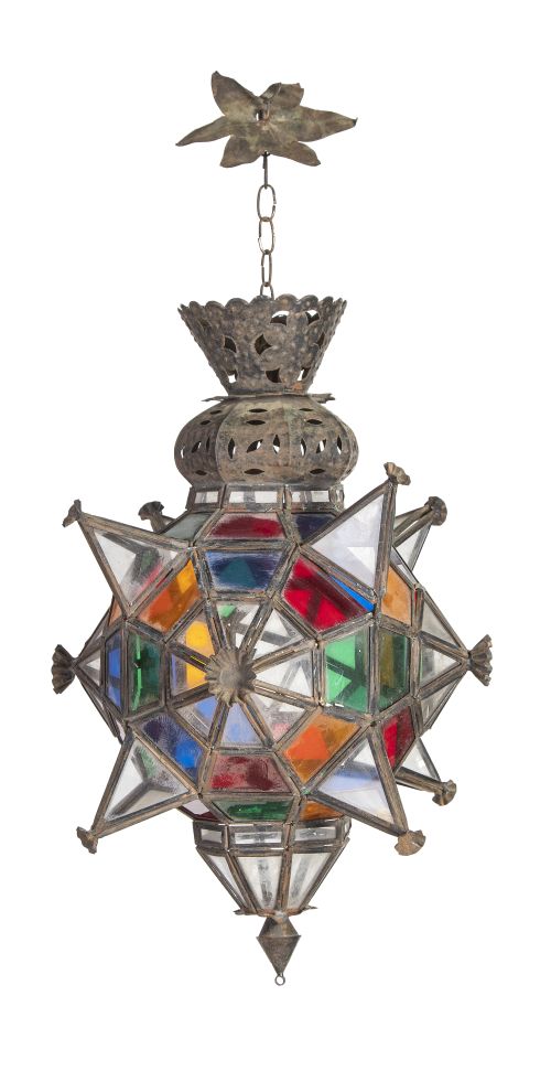 Farol de techo en forma de estrella de metal con cristal tr