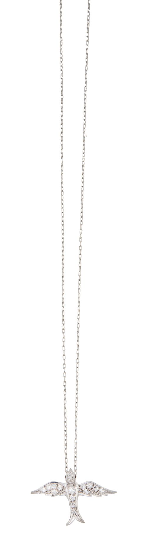 Colgante de golondrina cuajada de brillantes con cadena fina