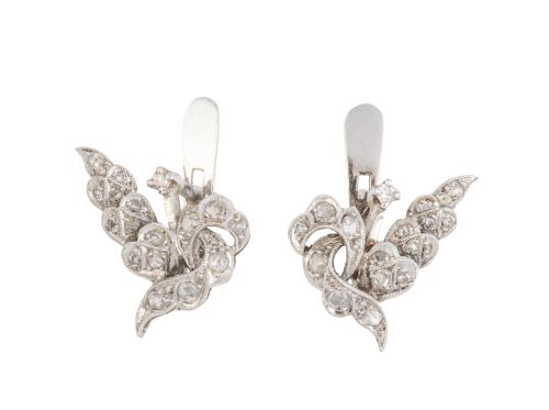 Pendientes años 30 de diamantes con diseño de hojas