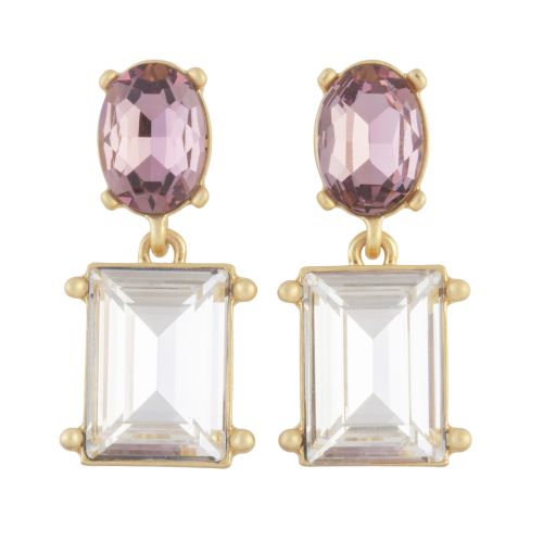 OSCAR DE LA RENTA. Pendientes con strass rectangular que pe