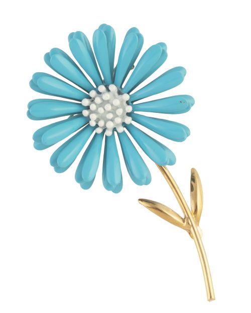 Broche flor vinatge americano años 60 con pétalos de esmalt