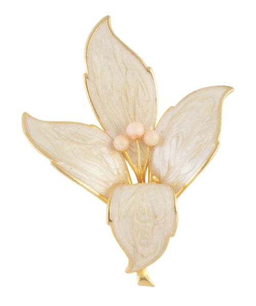 Broche flor vintage años 60, con pétalos de esmalte color c