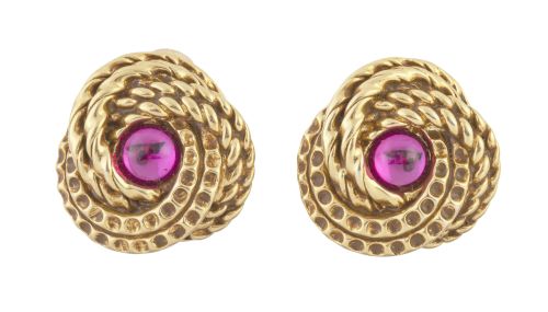 Pendientes vintage tipo nudo con esfera rosa de cristal cen