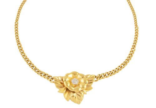 LANVIN. Collar vintage "ras de cou" con motivo floral decor