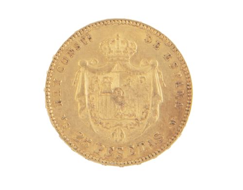 Moneda de 25 pesetas de Alfonso XII en oro, 1881