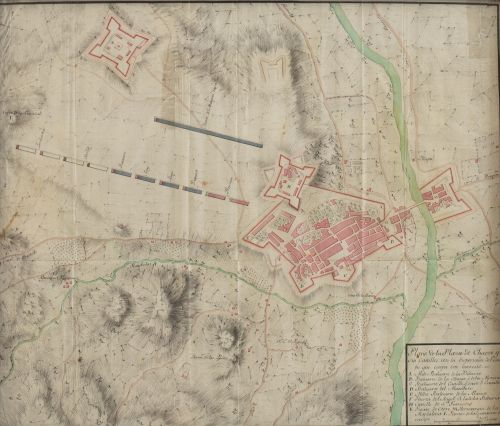 ANÓNIMO, SIGLO XVIIIPlano de la Plaza de Chaves y sus Cas