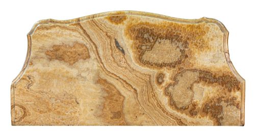 Consola de madera de caoba, con tapa de ónyx marrón.Traba