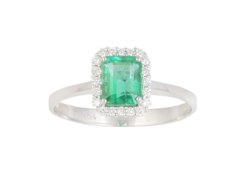 Sortija esmeralda talla esmeralda de 1,10 ct aprox orlada d