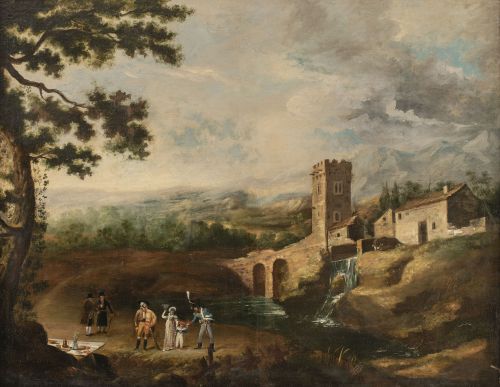 ESCUELA SEVILLANA, SIGLO XIXVista de un paisaje con la fa