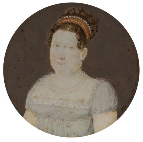 JUAN MARRAS (Nápoles, 1765- ?)Retrato de dama con vestido