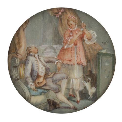 ESCUELA FRANCESA, SIGLO XXEscena galante en un interior