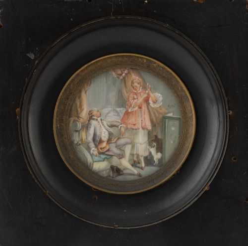 ESCUELA FRANCESA, SIGLO XXEscena galante en un interior