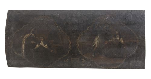 Arcón con el escudo de los carmelitas, con tapa de medio ca