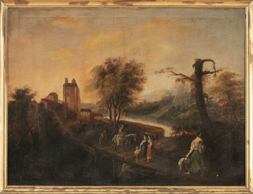 ESCUELA SEVILLANA, SIGLO XIXVista de una paisaje con figu