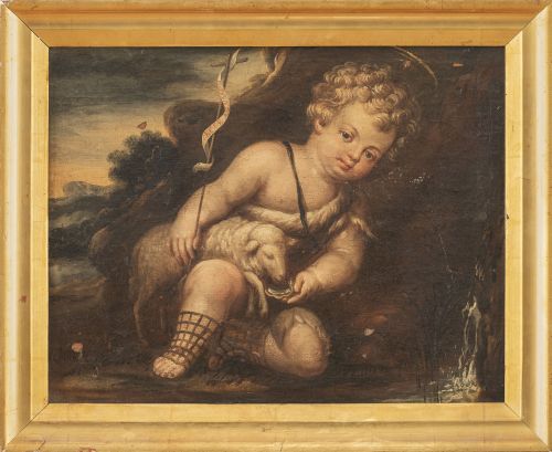 ESCUELA ITALIANA, SIGLO XVIIISan Juanito sobre un paisaje