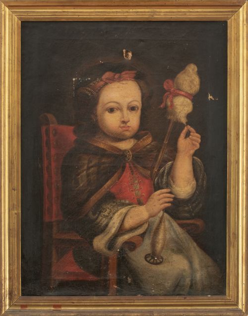 ESCUELA ESPAÑOLA, SIGLO XVIIIVirgen niña hilando