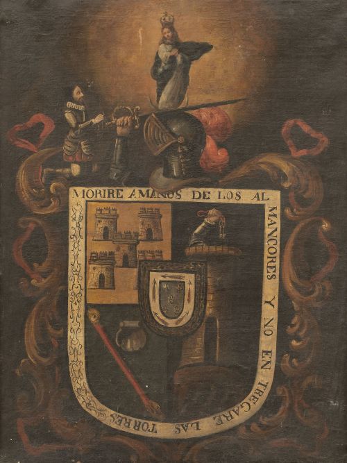 ESCUELA ESPAÑOLA, SIGLO XVIIIEscudo de armas con la Inmac