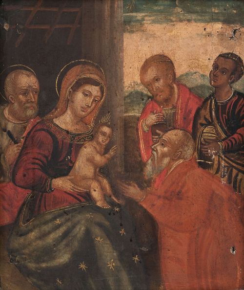 ESCUELA VENETO- CRETENSE, SIGLO XVII ?Adoración de los Re