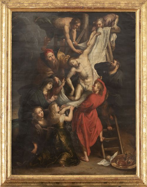 SEGÚN RUBENS (Escuela flamenca, siglo XVII)Descendimiento